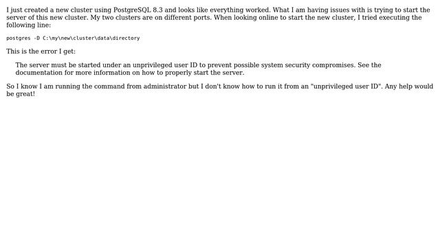 Trying to start a newly created cluster in PostgreSQL on Windows смотреть онлайн