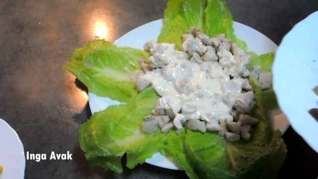 Салат с куриной грудкой и шампиньонами рецепт от Inga Avak смотреть онлайн