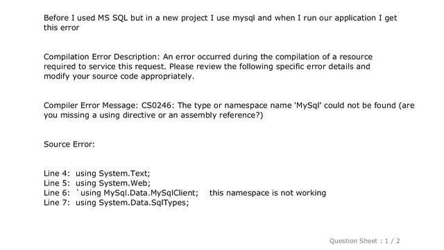 MySQL : using MySql.Data.MySqlClient; is not working смотреть онлайн