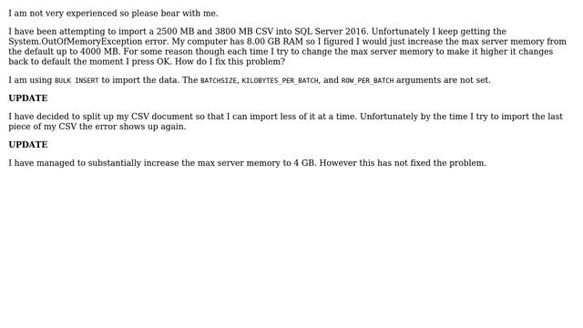 Databases: Increasing max server memory to deal with System.OutOfMemoryException on SQL Server смотреть онлайн