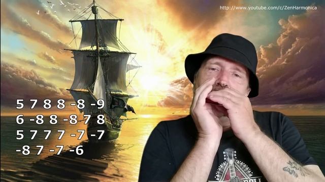 Красивая мелодия на диатонической губной гармошке. Для начинающих, без бендов. смотреть онлайн