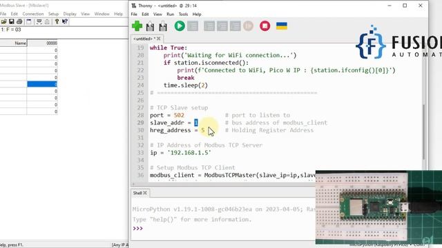 How to Write Holding Register Values to Modbus TCP Device from Raspberry Pi Pico W using MicroPytho смотреть онлайн