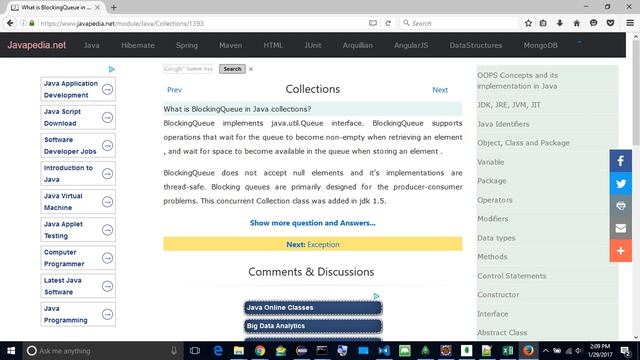 What is BlockingQueue in Java collections?
| javapedia.net смотреть онлайн