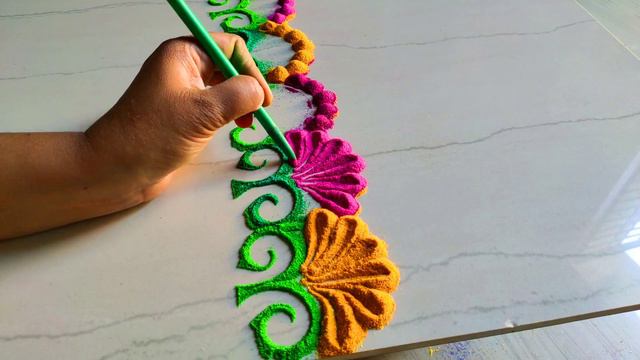 #1204 Easy Border Rangoli Designs With Colours By Jyoti Rathod