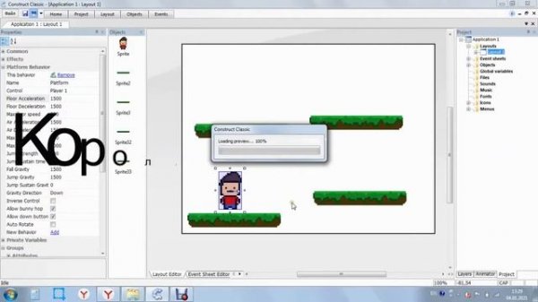Движение платформы. В Construct classic (конструкт классик)