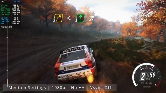 Dirt Rally 2.0 - Test | Intel Core i3 2100 + NVIDIA GT 1030 + 8GB RAM + Windows 11 смотреть онлайн