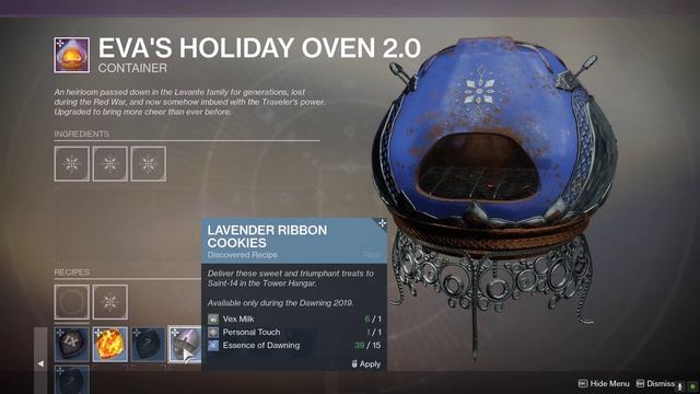 How to craft Lavender Ribbon Cookies Destiny 2 The Dawning смотреть онлайн