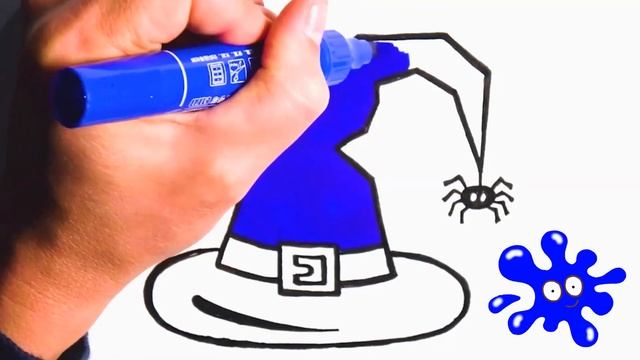 Как нарисовать ШЛЯПУ ВЕДЬМОЧКИ / мультик раскраска Хэллоуин ШЛЯПА для детей / Раскраски малышам смотреть онлайн