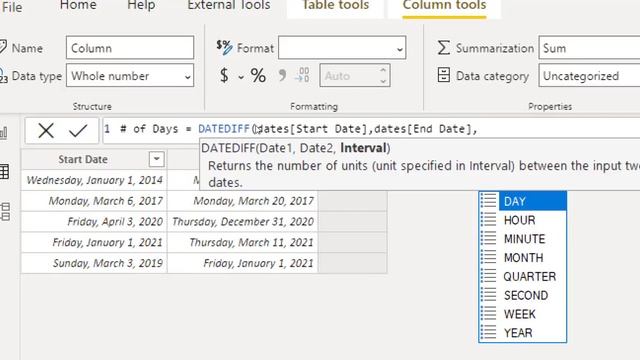 Calculate the Time between Two Dates in Microsoft Power BI (Days, Months, Years) | DATEDIFF DAX смотреть онлайн