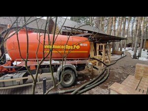 Откачка септика длинным шлангом