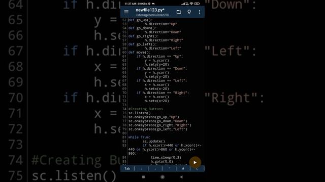 Snake game using python in Android. смотреть онлайн