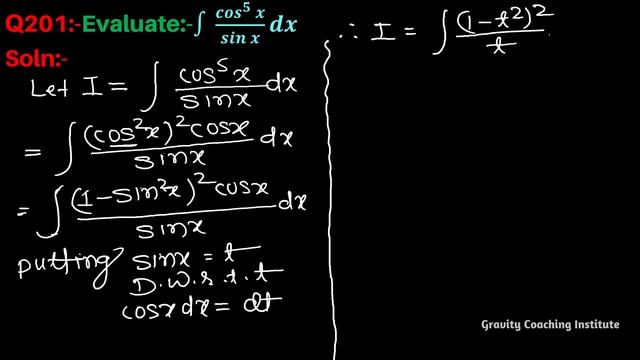 Q201 | ∫ cos^5x/sinx dx | Integral of cos power 5 x / sin x | Integration of cos power 5 x / sin смотреть онлайн