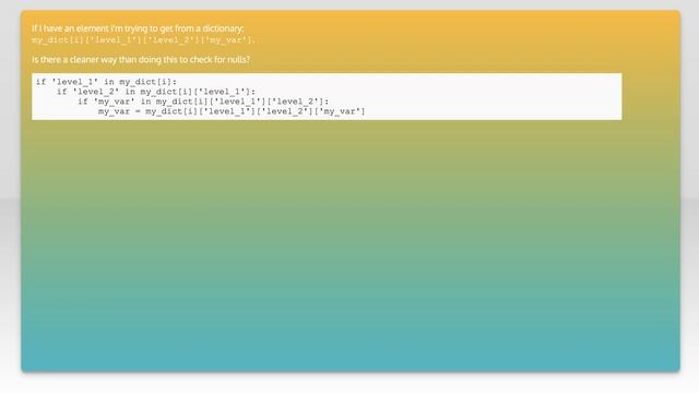 Is there a clean test for a dictionary element in Python? смотреть онлайн