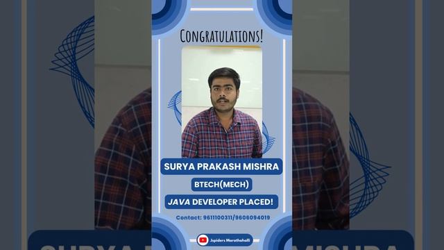 Student Successfully Placed | Java Full Stack Development | Jspiders Marathahalli | SURYA PRAKASH смотреть онлайн