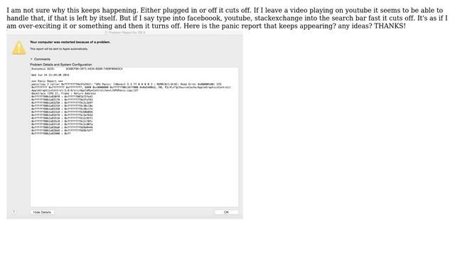 Apple: Macbook pro mid-2010 randomly cuts off. Panic report смотреть онлайн