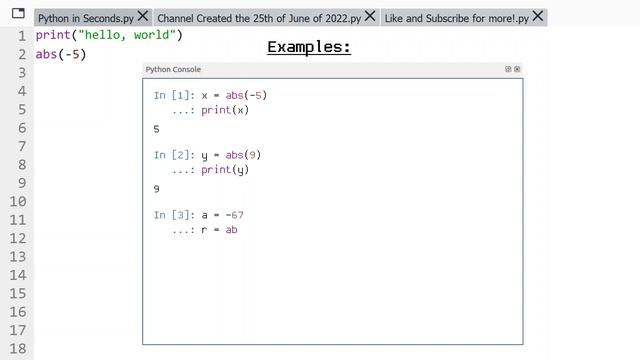 abs Function Python смотреть онлайн