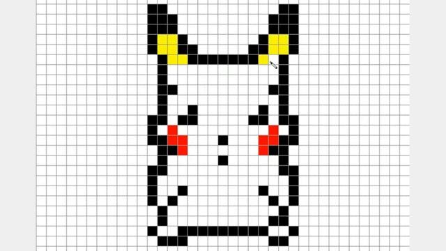 Как нарисовать ПИКАЧУ по клеточкам в тетради. Pikachu pixel art. смотреть онлайн