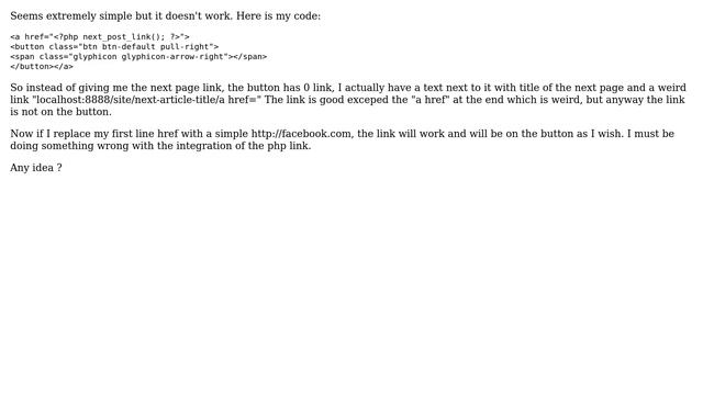 Wordpress: Next post link on a bootstrap button смотреть онлайн