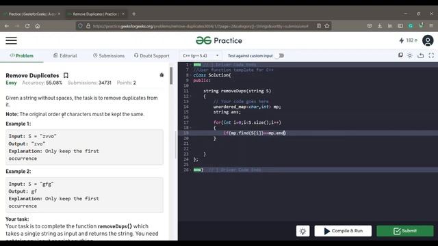 Remove Duplicate character in the given string смотреть онлайн