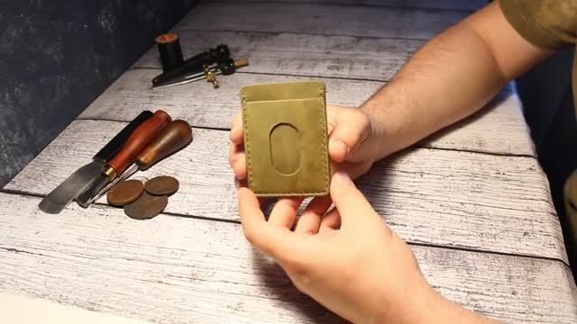 Картхолдер мини из натуральной кожи. Ручная работа. смотреть онлайн