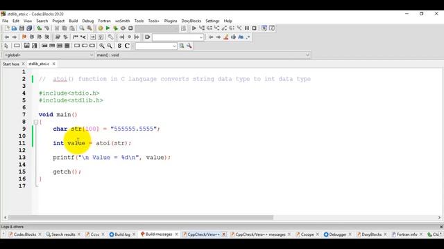 how to converts string data type to integer data type using atoi() смотреть онлайн