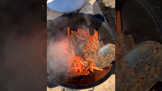 Туркменский плов в казане на костре смотреть онлайн