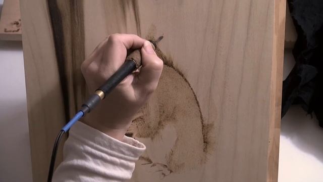 Wood Burning Art - Garden Thief Squirrel - pyrography time lapse смотреть онлайн
