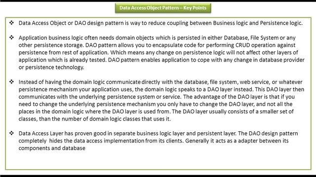 Data Access Object Design Pattern - KeyPoints | DAO Design Pattern смотреть онлайн