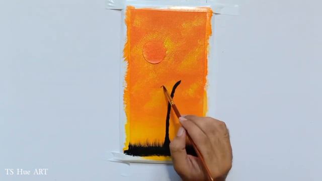 Acrylic Painting #1 / Sunset Painting / Easy Acrylic Painting Techniques for Beginners / ASMR смотреть онлайн