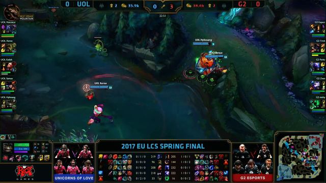 G2 vs. UNICORNS OF LOVE - Game 1 | Finals EULCS Spring 2017 | G2 vs. UOL - g1 | (23.04.2017) смотреть онлайн