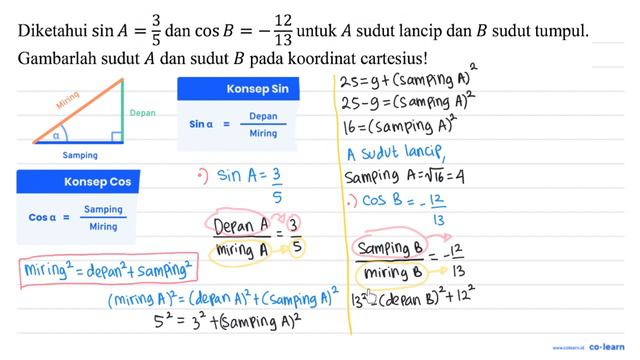 Diketahui sin A=(3)/(5) dan cos B=-(12)/(13) untuk A sudut lancip dan B sudut tumpul. Gam.. смотреть онлайн