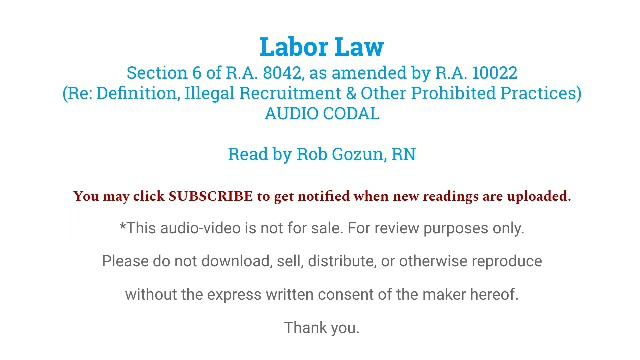 LABOR LAW - Provision On Illegal Recruitment And Other Prohibited Acts Under R.A. 8042 As Amended