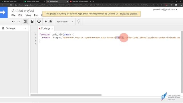 สร้าง barcode แบบ code 128 ลงบน Invoice ด้วย Google Sheets смотреть онлайн