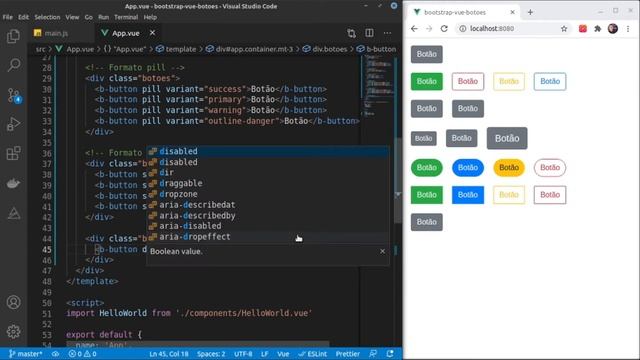 Como utilizar os botões do BootstrapVue смотреть онлайн