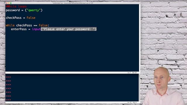 WHILE LOOPS IN PYTHON: How to use while loops for beginners. Use a while loop to check a password. смотреть онлайн