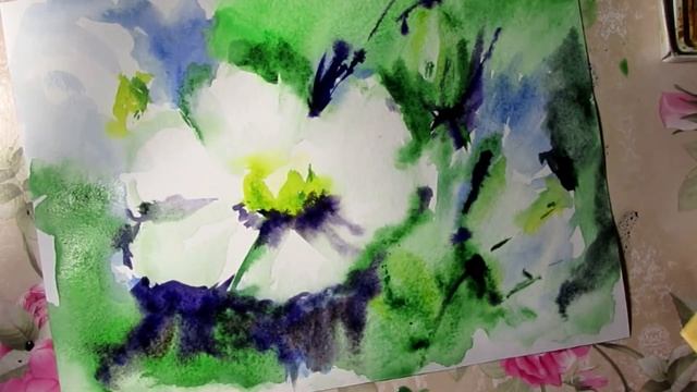 Белые цветы. Акварель Ольги Руссу смотреть онлайн