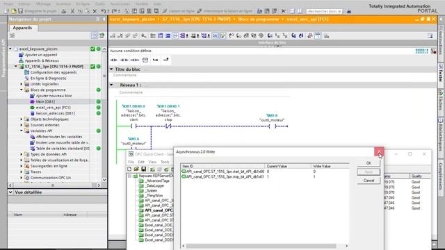 Connecter EXCEL à un automate Siemens S7-1500 via KEPWARE смотреть онлайн