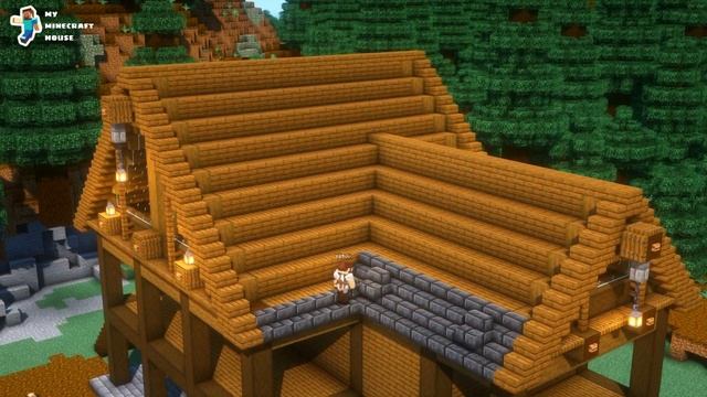 Minecraft | Harvest wood in the forest to build a big wooden house | Tutorial смотреть онлайн