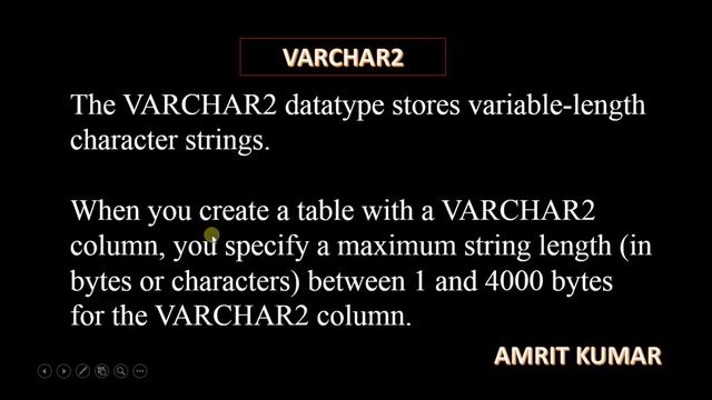 #3 CHARACTER DATATYPE USED IN ORACLE BY MR. AMRIT KUMAR смотреть онлайн