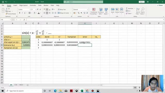 Penjelasan tentang Deret Taylor Pada SIN(X) dan COS(X) Pada excel - METNUM смотреть онлайн