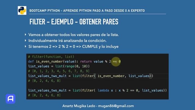 Bootcamp Python 3 - Programación Funcional - filter смотреть онлайн
