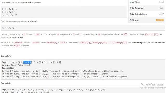 1630. Arithmetic Subarrays | LeetCode | Weekly Contest 212 | Arrays | Sorting смотреть онлайн