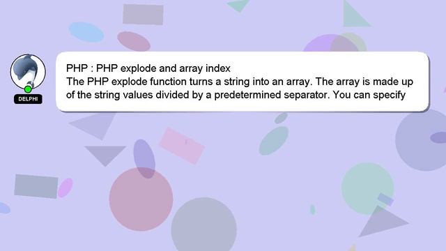 PHP : PHP explode and array index смотреть онлайн