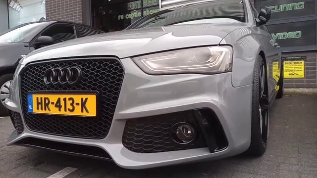 Audi A4 wrapped in Glossy Nardo Grey , wicked HSR wrap style . смотреть онлайн