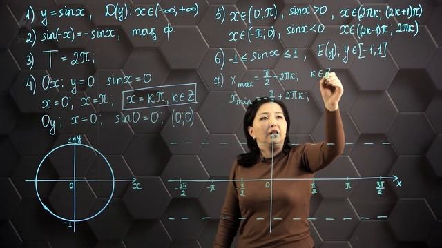 Тригонометриялық функциялардың негізгі қасиеттері. Y = Sin X. 10 сынып.