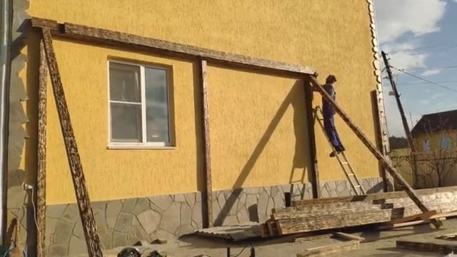 Беседка 9*4 метра, брашированный брус и гибкая черепица смотреть онлайн