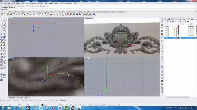 Rhino 3d tutorial - Pediment Ornament modeling смотреть онлайн