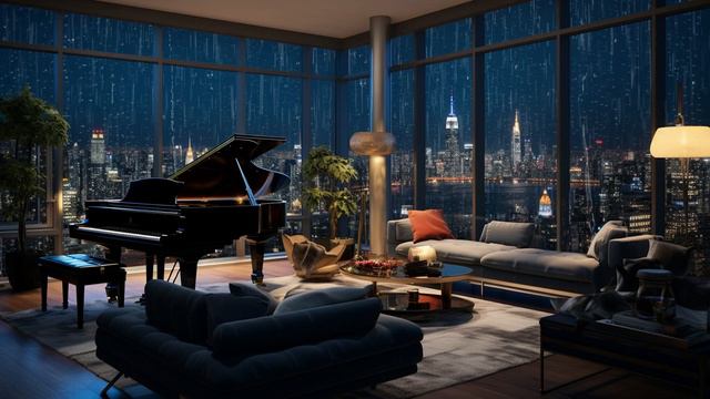 Urban Lullaby | Cozy Room Rain Sounds & Piano for Relaxation | White noise ASMR смотреть онлайн
