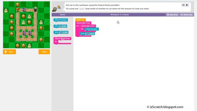 Code.org - Hour of Code - Course 2 - Lesson 6 (Maze: Loops) смотреть онлайн