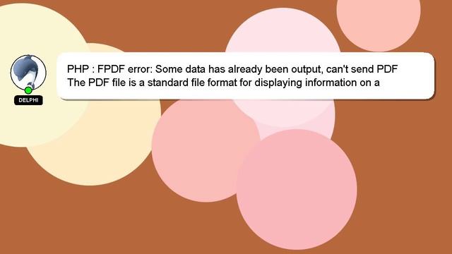 PHP : FPDF error: Some data has already been output, can't send PDF смотреть онлайн